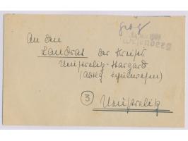 Brief mit schwarzem Not-L1  Wesenberg  (Handbuch Typ b) und Datum-L1 14. Nov. 1945 und handschriftlich "Geb. bez." nach Neust