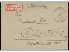 aptiertes Dienstsiegel  Postamt Löcknitz (Pom)  als Notaufgabestempel mit handschriftlichem Datum 2.1.(1946) und "42 Pf. bez.