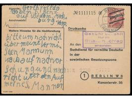 Stempel &nbsp;Benz über Swinemünde &nbsp;29.3.48, noch alte Leitortbezeichnung Swinemünde (Polnisch) auf &nbsp;Suchdienst-Gan