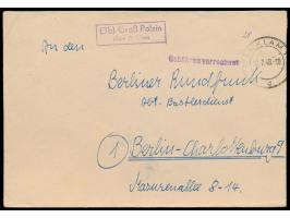 Brief mit PSt II-Stempel  (3b) Groß Polzin über Anklam  und Stempel Anklam 1 20.7.48 und violetter L1  Gebühren verrechnet  a