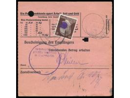 RPD Chemnitz,  Postanweisung auf 20 RM, Frankatur  10 Pf. Hindenburg  und 2 x 10 Pf. Hitler (1 x rückseitig), alle mit kleine