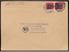 Schwarzenberg, &nbsp;2 x 12 Pf. mit &nbsp;Schloss-Silhouette &nbsp;auf Brief 2. Gewicht nach Chemnitz, Stempel Schwarzenberg 