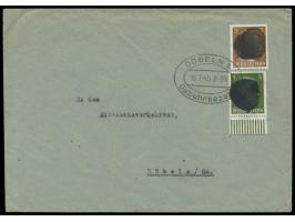 RPD Leipzig,  3 Pf. und 5 Pf. mit Schwärzung auf Ortsbrief mit Ovalstempel  Döbeln 1  Gebühr bezahlt 16.7.45, rückseitig Abse