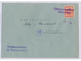 violetter Not-L2 &nbsp;Obercunnersdorf / (Oberlausitz) &nbsp;(Handbuch Typ a) und Datumstempel 13.1.46 auf Brief mit Ostsachs