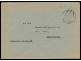 Brief mit Stempel  Beendorf über Helmstedt  11.3.46 und handschriftlich "Gebühr bezahlt" nach Halle. Durch einen Gebietswechs