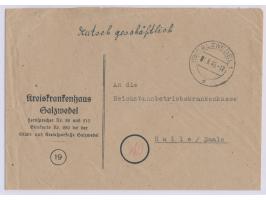 Regierungsbezirk Magdeburg,   Behördenbrief mit Stempel  Salzwedel  1.8.45  ohne Gebühr bezahlt-Vermerk  nach Halle, möglich 
