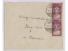 Abtretungsgebiet der Preußischen Provinz Posen: &nbsp;2 x &nbsp;10 f. Sejm &nbsp;(gering fleckig) auf &nbsp;Brief mit deutsch