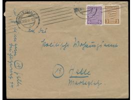 Postmeisterdurchstich Halle 8: &nbsp;3 Pf. und 6 Pf. mit unregelmäßigem &nbsp;Durchstich &nbsp;auf Ortsbrief, Maschinenstempe