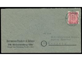 12 Pf. Provinzwappen mit  Postmeisterzähnung Wittenberg-Lutherstadt  auf Firmenbrief, Stempel  Kleinwittenberg (Elbe)  2.1.46