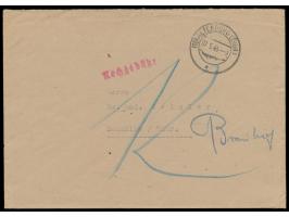 Amerikanische Besetzung: &nbsp;Stempel &nbsp;(10) Altenburg (Thür) 7.5.45 &nbsp;auf unfrankiertem Brief nach Schmölln, roter 