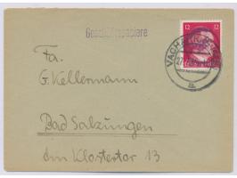 12 Pf. Hitler auf Brief nach Bad Salzungen, Postkasten-Auflieferung,  "überrollt",  Marke mit violettem Kreisstempel "Juli" ü