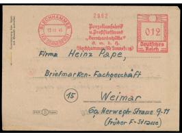 aptierter  Absenderfreistempel  "Porzellanfabrik ... Bernhardshütte ..." mit Hakenkreuz-Wertrahmen (nur Hakenkreuz aptiert) 1