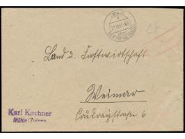 Brief mit Stempel  Zwinge über Herzberg (Harz)  21.10.45 und roter R1 Gebühr bezahlt nach Weimar. Durch einen Gebietswechsel 