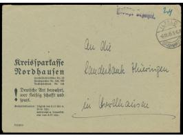 Brief der Kreissparkasse Nordhausen mit Stempel  Ilfeld (Südharz)  6.11.45 und violetter L1 "gebühr bezahlt", im Landkreis No