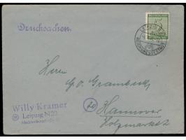 Einzelfrankatur 5 Pf. Ziffer mit  Versuchszähnung  L 10 3/4 auf Drucksache 2. Gewicht (1 Pf. überfrankiert), Stempel  Leipzig