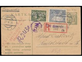 Ganzsache 25 F. mit Zusatzfrankatur 1 M. und Sejm 25 F. als Einschreiben mit Stempel &nbsp;Zawiercie &nbsp;27.4.20 und handsc