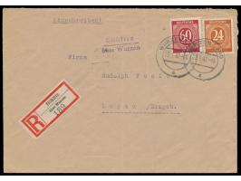 seltener violetter  Not-L2  der PSt I  Böhlitz über Wurzen  und Normstempel Wurzen Land 23.1.47 auf  Einschreibbrief  mit 24 