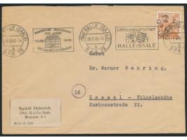 24 Pf. mit Bezirkshandstempel &nbsp;20 Halle 2 &nbsp;auf Brief nach Kassel, Maschinenstempel Halle (Saale) BPA 29 26.6.48, rü
