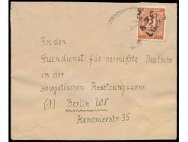 Bezirkshandstempel  a 36 Luckau  auf  24 Pf. Ziffer  (aus Markenheftchen) auf Brief mit Stempel  (2) Drahnsdorf (Nd Lausitz) 