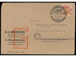 Bezirkshandstempel &nbsp;a 14 Frauenstein &nbsp;in &nbsp;rot &nbsp;auf 24 Pf. auf Firmenbrief, Ortswerbestempel &nbsp;Frauens