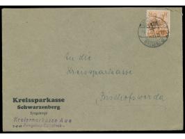 24 Pf. mit seltenem Bezirkshandstempel  41 Bernsbach  auf Brief der Kreissparkasse Aue / Zweigstelle Bernsbach, Stempel Berns