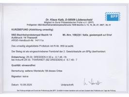 2 x 8 Pf. und  1 Mark Taube  mit Bezirkshandstempel  14 Tharandt  auf Einschreibbrief mit Stempel  Dresden A 50  5.7.48 nach 