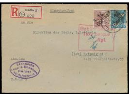 Bezirkshandstempel  14 Görlitz 8  auf 20 Pf. und  a 14 Görlitz 1  mit großem roten Stempel  Gebühr bezahlt / Taxe percue / ..