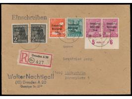 40 Pf. Maschinenaufdruck im waagerechten Unterrandpaar mit  HAN 4165-47 2  zusammen mit 2 x 2 Pf., 8 Pf. und 16 Pf. als porto