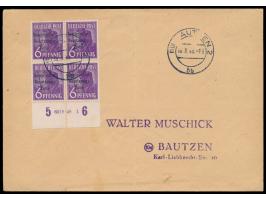 6 Pf. Maschinenaufdruck im Unterrandviererblock mit  HAN 6018-48 1  auf Brief mit Absenderangabe "... Kinderheim bei Hochkirc