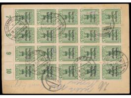 Maschinenaufdruck 2 x 60 Pf. vorderseitig und 20er-Block 5 Pf. Bär (eine Marke beschädigt) rückseitig auf C 154-Postkartenfor