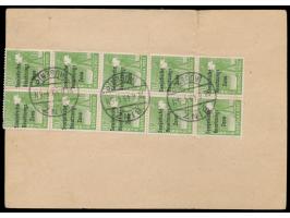 12 x 10 Pf. (eine Marke durch Randklebung beschädigt) Maschinenaufdruck beidseitig C 154-Postkartenformular als  Notpaketkart