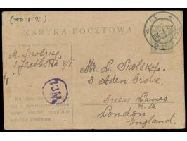 Wilna  - Polnische Besetzung 1919 - 1921: Ganzsache 25 f   nach London,   Stempel  Wilno  5.7.20, unterfrankiert, violetter Z