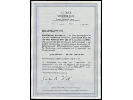 Eckrandzehnerblock &nbsp;5 Pf. Ziffer mit Maschinenaufdruck, dabei &nbsp;Paar mit und ohne Aufdruck, &nbsp;zusammen mit 2 x 2