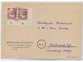2x 8 Pfg. Köpfe,  Ecke rechts unten,  Ortsbrief   mit Stempel   Reichenbach 6.6.50, portorichtig, Bedarf
Postleitzahl: 074
