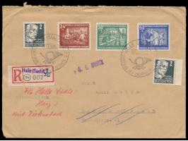 Einschreibbrief 2. Gewicht mit Sonderstempel  Halle (Saale) C 2  / Eröffnung des Zweigpostamtes S 25 31.5.1952 nach Bergen au