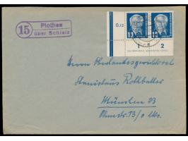 12 Pf. Pieck als waagerechtes Eckrandpaar links unten mit  Druckvermerk "VEB Graphische Werkstätten Leipzig"  auf Brief mit S