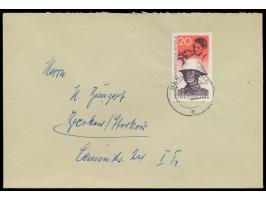 Einzelfrankatur 20 Pf.  "40. Jahrestag der Novemberrevolution"  auf Brief mit Stempel  Berlin N 115  7.11.58 nach Beeskow
