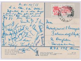 Ansichtskarte aus  Brasilien  mit 200.00 R. Stempel Rio 18.1.65 nach Wanzleben in der DDR, mit über 20 Unterschriften der DDR