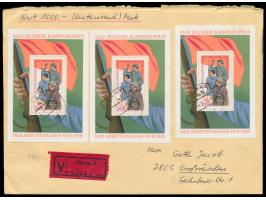 3 x  Block 39  "Kampftruppen" als seltene  Mehrfachfrankatur  auf Wertbrief 1000 Mk. von Dessau 1.11.80  nach Großräschen, po