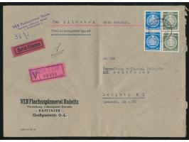 Verwaltungswertpost: &nbsp;Eilboten-Wertbrief 2. Gewicht mit Dienstmarken-Frankatur 2 x 20 Pf. und 2 x 60 Pf. (Gewichtsangabe