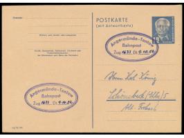 seltener Ganzsachen-Frageteil 12 Pf. Pieck ohne Postleitzahlkreise und  mit verkürzter 3. bis 5. Anschriftenzeile, Bahnpost-N