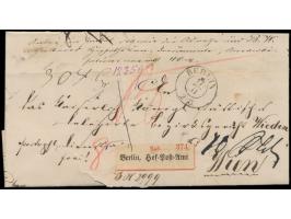 Brustschild  1 Gr., 2 Gr. und 5 Gr. (1 kurzer Zahn) rückseitig auf  Paketbegleitbrief  (Faltbriefhülle) mit als Entwertung se