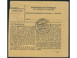 2 x 60 Pf. Arbeiter auf  Paketkarte  aus West-Berlin mit Stempel  Berlin-Charlottenburg 6  6.4.48 nach Nüst bei Hünfeld, Anku