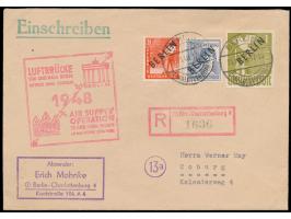 Schwarzaufdruck &nbsp;8 Pf. bis 1 M. (ohne 10 Pf.) auf 3 &nbsp;Einschreibbriefen &nbsp;mit Stempel Berlin-Charlottenburg 4 24