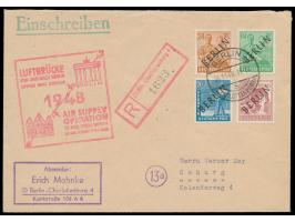 Schwarzaufdruck &nbsp;8 Pf. bis 1 M. (ohne 10 Pf.) auf 3 &nbsp;Einschreibbriefen &nbsp;mit Stempel Berlin-Charlottenburg 4 24