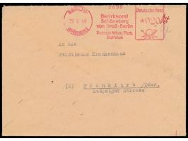 Absenderfreistempel "Bezirksamt Schöneberg von Groß-Berlin", Berlin-Schöneberg 1 29.9.49, Wertangabe 020 Pf. mit  handschrift