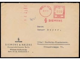 Komusina-Absenderfreistempel  "Siemens" mit neuem Wertrahmen "Deutsche Post" im kleinen Format und Wertziffer 020,  Berlin SO