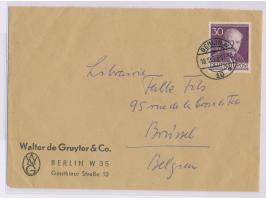 Einzelfrankatur 3 0 Pf. "Männer der Geschichte Berlins"  auf Auslandsbrief nach Brüssel, Stempel Berlin W 10 18.12.53, portor
