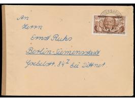 Brief mit DDR-Sondermarke 20 Pf. von Sondershausen 26.10.54 nach Berlin-Siemensstadt, links neutraler brauner Verschluss, rüc