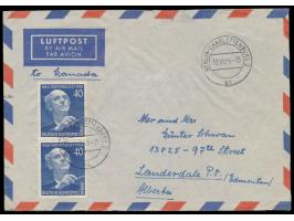 2 x 40 Pf.  Furtwängler  auf Luftpostbrief nach Canada, Stempel  Berlin-Charlottenburg 2  10.10.55, Ankunftstempel Lauderdale